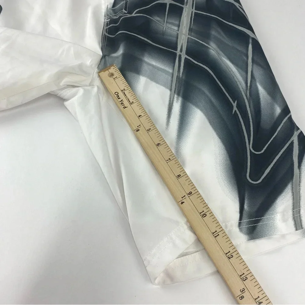 Hurley Bke Mens 30 White Black Gray Trunks Board Shorts Drawstring